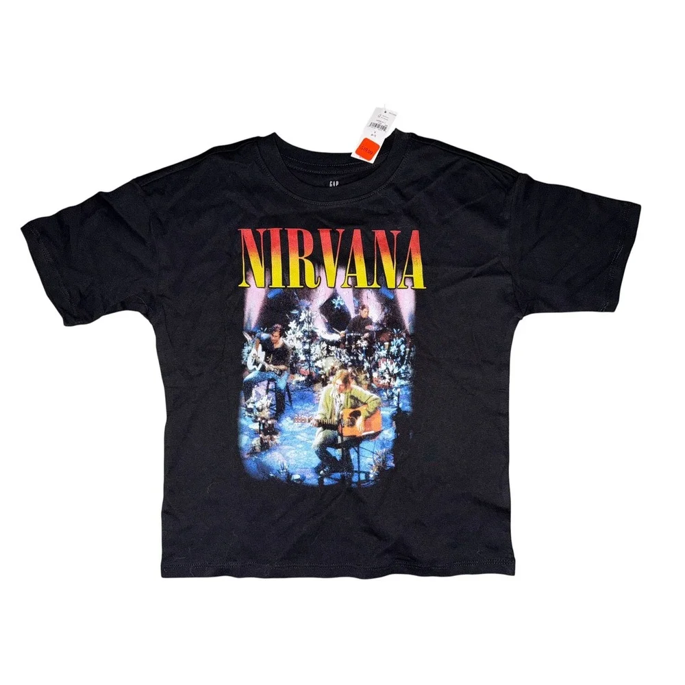 Gap Kids Nirvana MTV Unplugged Graphic T-Shirt Black Size S 6-7 New With Tags Q3